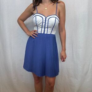 Urban Outfitters Blue and White Pleated Mini Dress